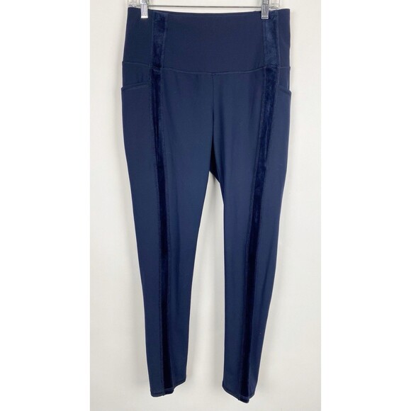 CHICO'S‎ Zenergy Navy Blue Velour Inset Leggings - Chico's Size 1 (8/10) - Picture 3 of 8